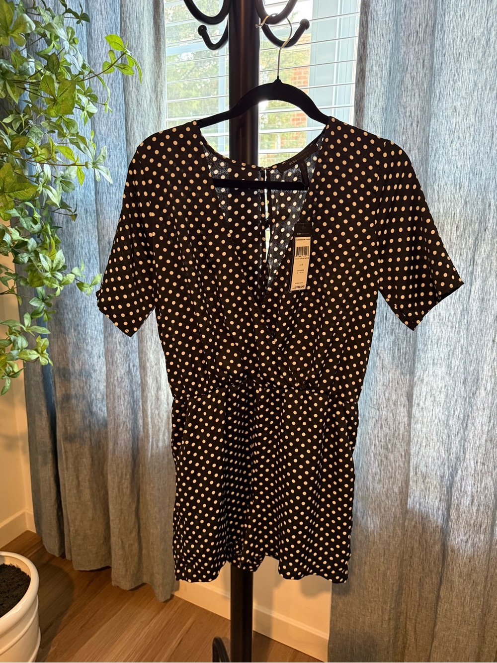BCBG Black Polka Dot Short Romper